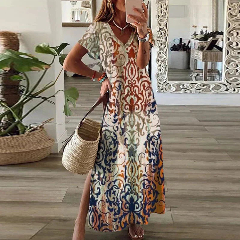 Lucía | Vestido Largo Bohemio de Verano para Mujer con Estampado Vibrante 0