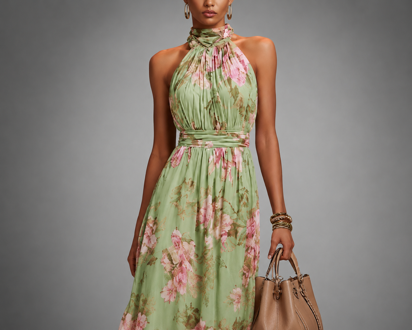 Lucía | Vestido Largo Floral Elegante con Cuello Halter para Mujer 2