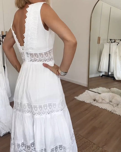 Lucía | Vestido Midi Bohemio Sin Mangas con Cuello en V para Mujer Elegante 2