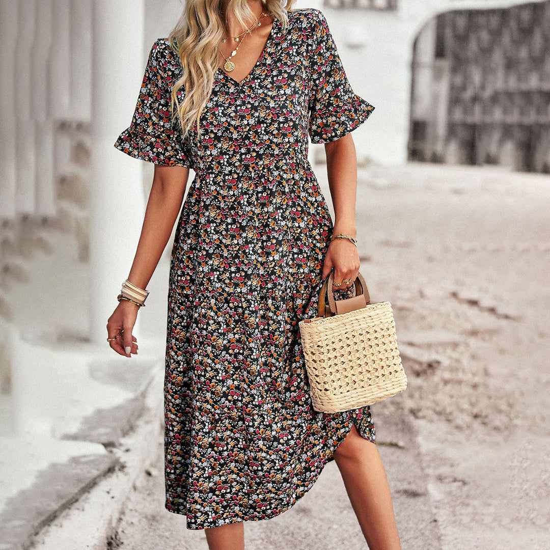 Lucía | Vestido Midi Bohemio con Estampado Floral para Mujer 4
