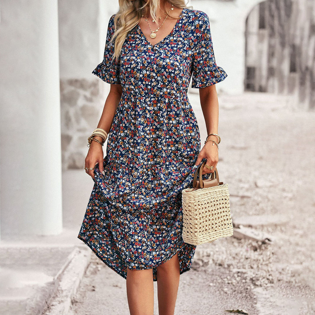 Lucía | Vestido Midi Bohemio con Estampado Floral para Mujer 6