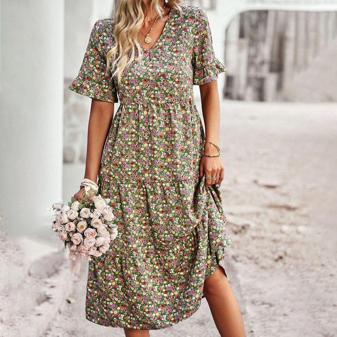 Lucía | Vestido Midi Bohemio con Estampado Floral para Mujer 7
