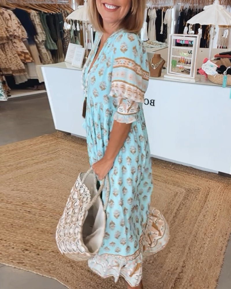 Lucía | Vestido Midi Bohemio con Lazo y Borlas para Mujer 2