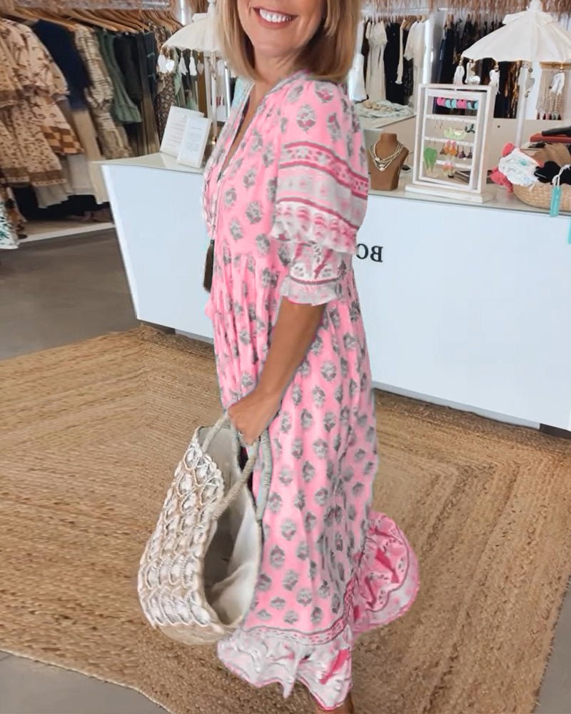 Lucía | Vestido Midi Bohemio con Lazo y Borlas para Mujer 6