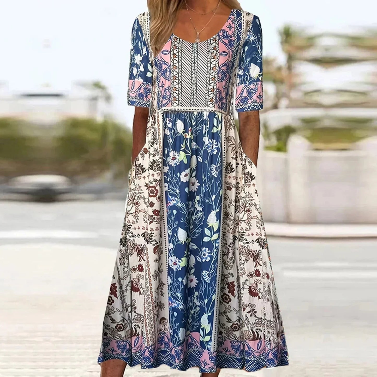 Lucía | Vestido Midi Bohemio de Manga Corta para Mujer 2