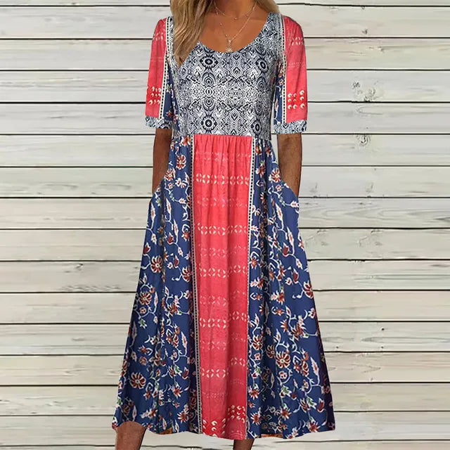 Lucía | Vestido Midi Bohemio de Manga Corta para Mujer 3
