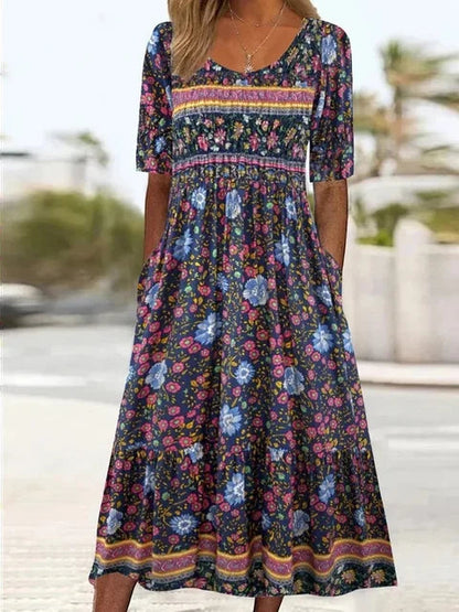Lucía | Vestido Midi Bohemio de Manga Corta para Mujer 4