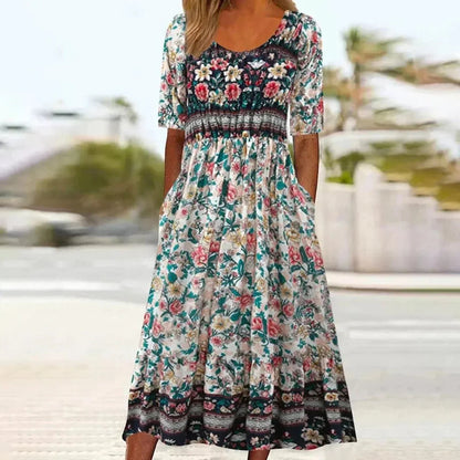 Lucía | Vestido Midi Bohemio de Manga Corta para Mujer 5