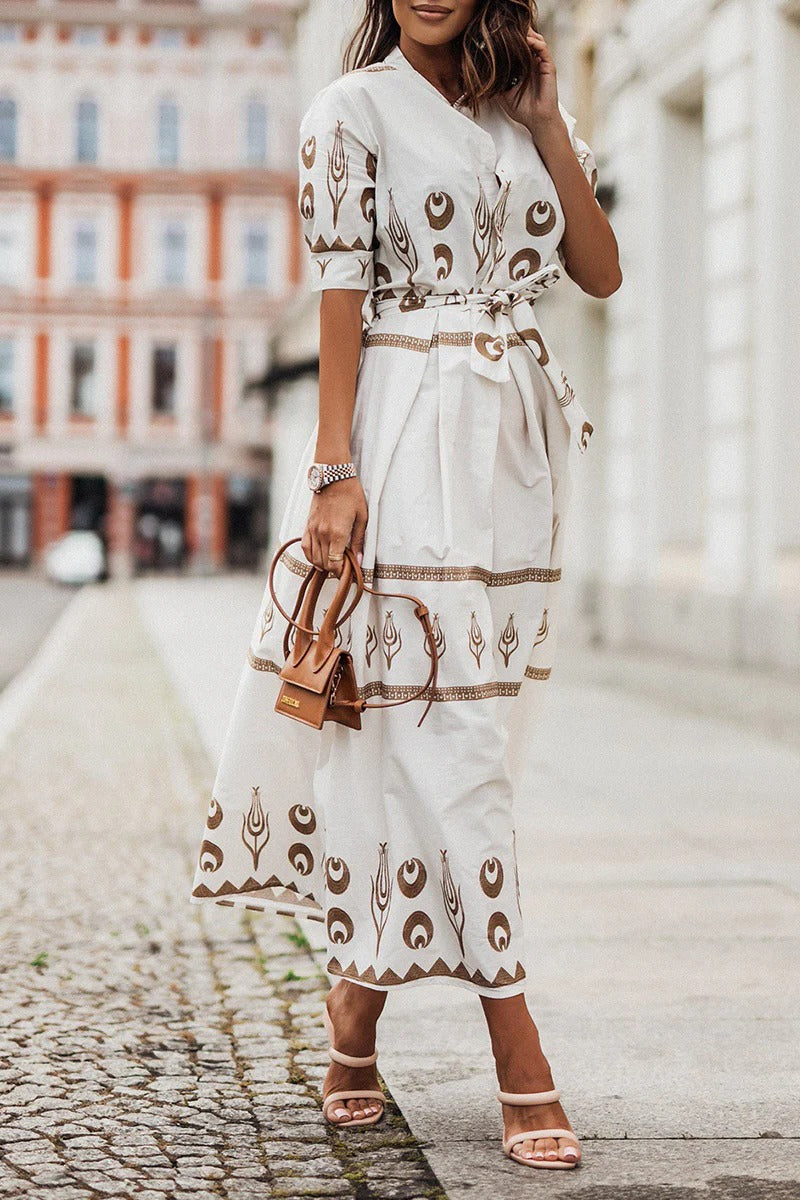 Lucía | Vestido Midi Bohemio de Manga Larga con Cinturón para Mujer 4