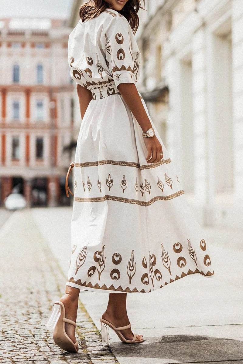 Lucía | Vestido Midi Bohemio de Manga Larga con Cinturón para Mujer 5