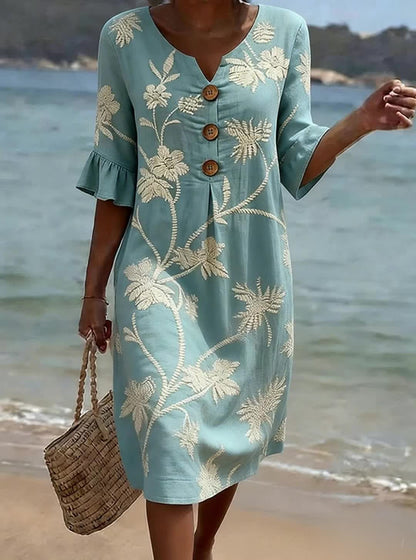 Lucía | Vestido Midi Floral con Escote en V para Mujer 0