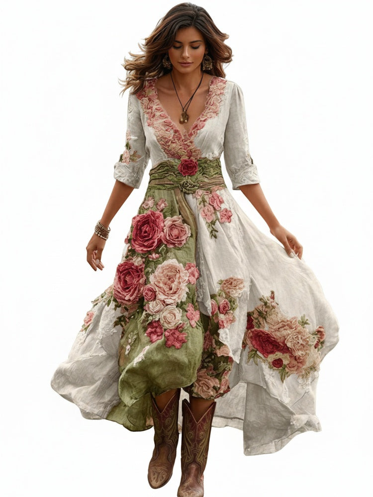 Lucía | Vestido Midi Floral con Escote en V para Mujer Elegante 1