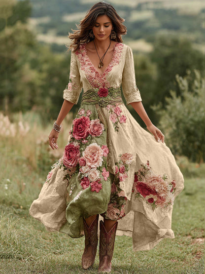 Lucía | Vestido Midi Floral con Escote en V para Mujer Elegante 3