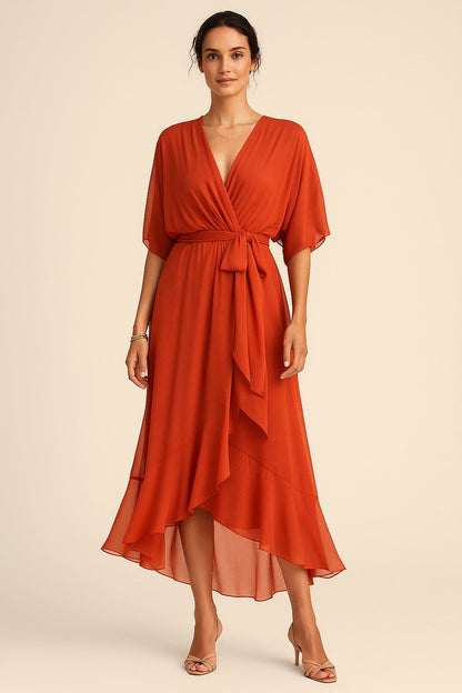 Lucía | Vestido de Gasa Elegante con Escote en Pico para Mujer 0