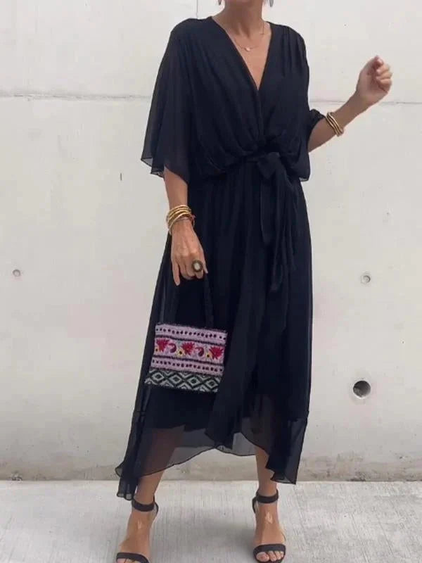 Lucía | Vestido de Gasa Elegante con Escote en Pico para Mujer 10