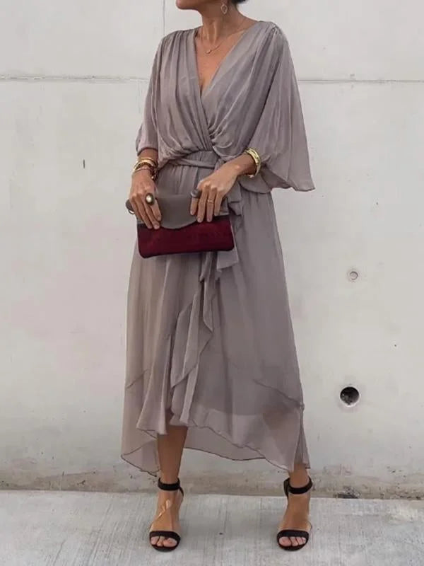 Lucía | Vestido de Gasa Elegante con Escote en Pico para Mujer 11