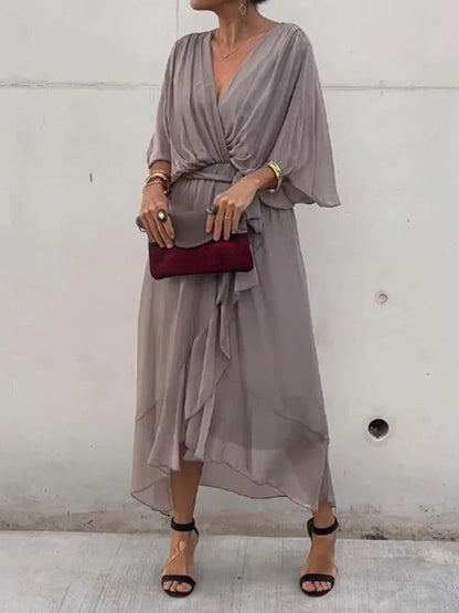 Lucía | Vestido de Gasa Elegante con Escote en Pico para Mujer 11