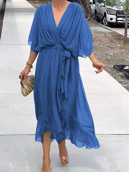Lucía | Vestido de Gasa Elegante con Escote en Pico para Mujer 13