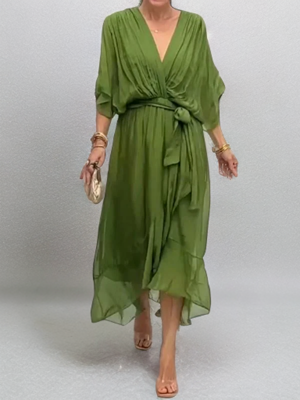 Lucía | Vestido de Gasa Elegante con Escote en Pico para Mujer 7