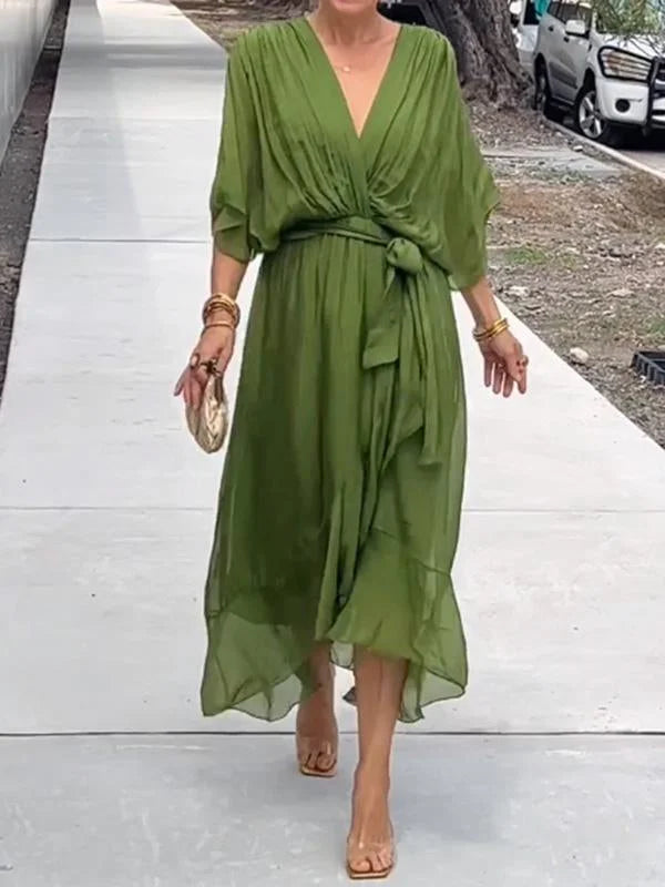 Lucía | Vestido de Gasa Elegante con Escote en Pico para Mujer 8
