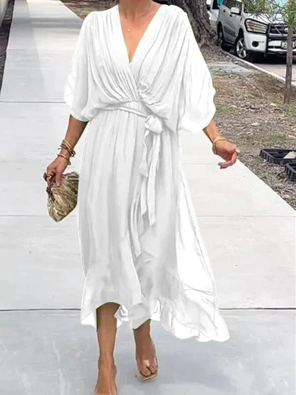 Lucía | Vestido de Gasa Elegante con Escote en Pico para Mujer 9