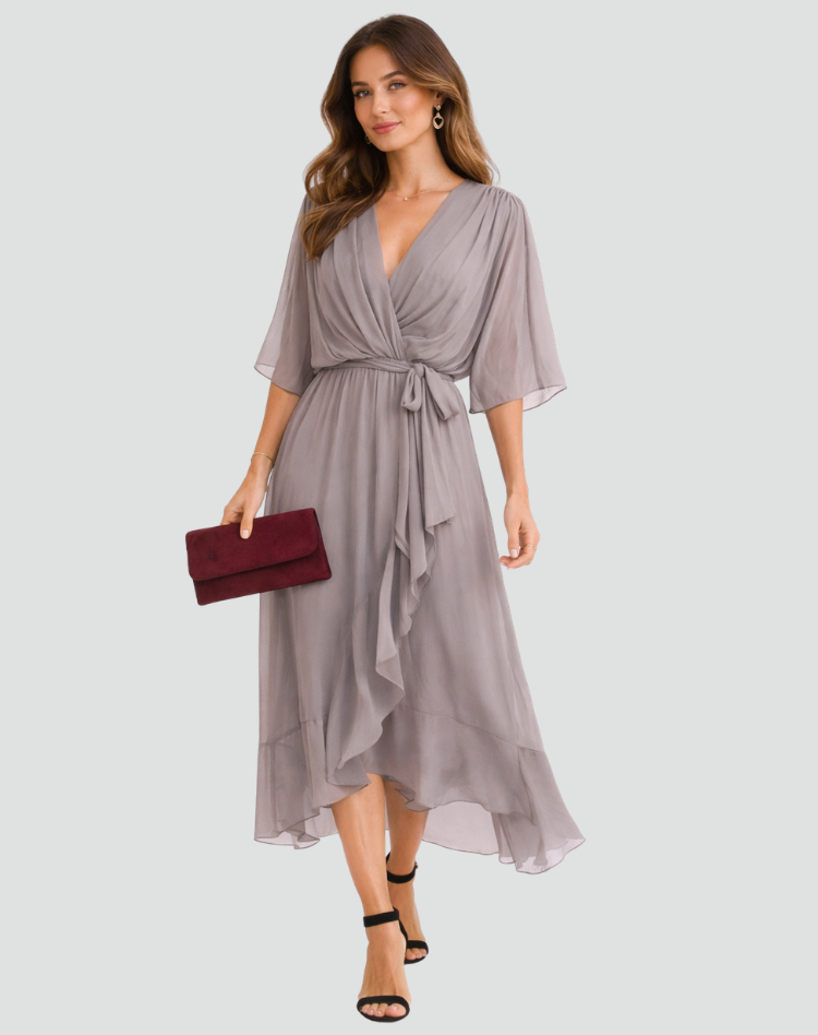 María | Vestido Midi Elegante con Lazo para Mujer Invitada a Fiesta 0