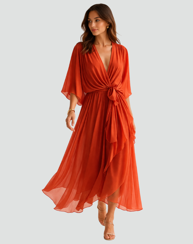 María | Vestido Midi Elegante con Lazo para Mujer Invitada a Fiesta 1