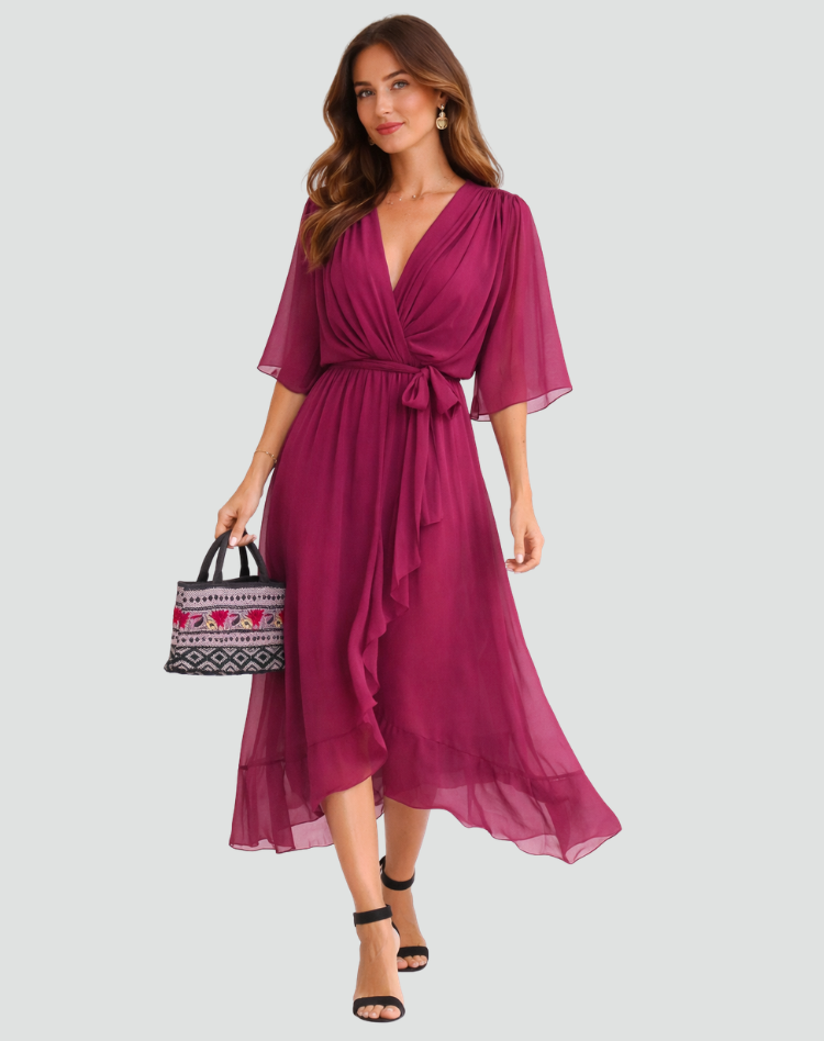 María | Vestido Midi Elegante con Lazo para Mujer Invitada a Fiesta 4