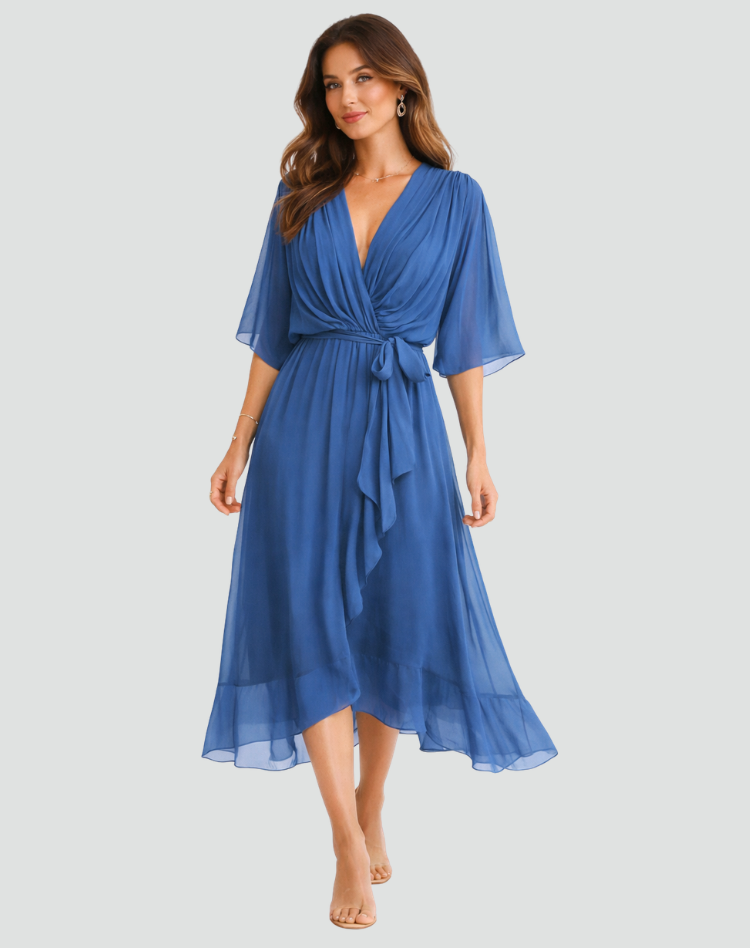 María | Vestido Midi Elegante con Lazo para Mujer Invitada a Fiesta 5
