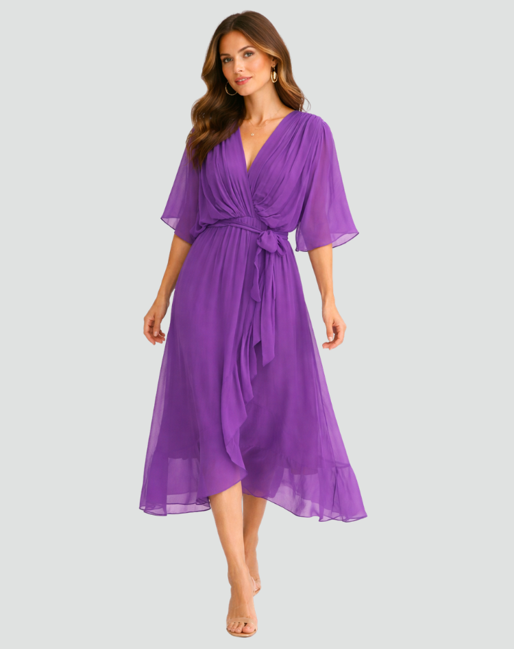 María | Vestido Midi Elegante con Lazo para Mujer Invitada a Fiesta 7