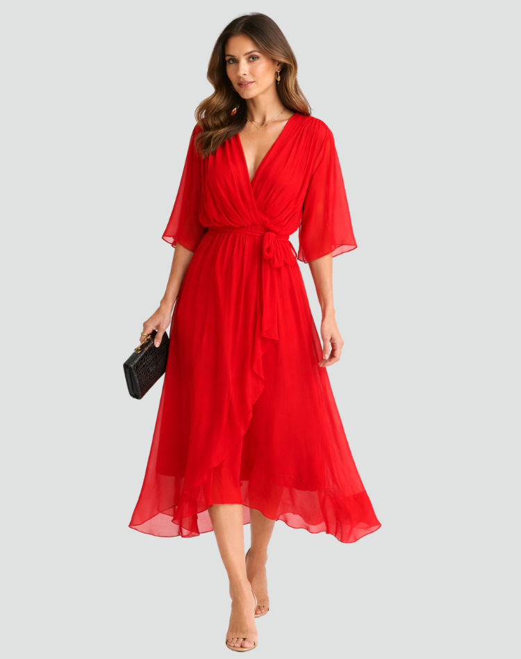 María | Vestido Midi Elegante con Lazo para Mujer Invitada a Fiesta 8
