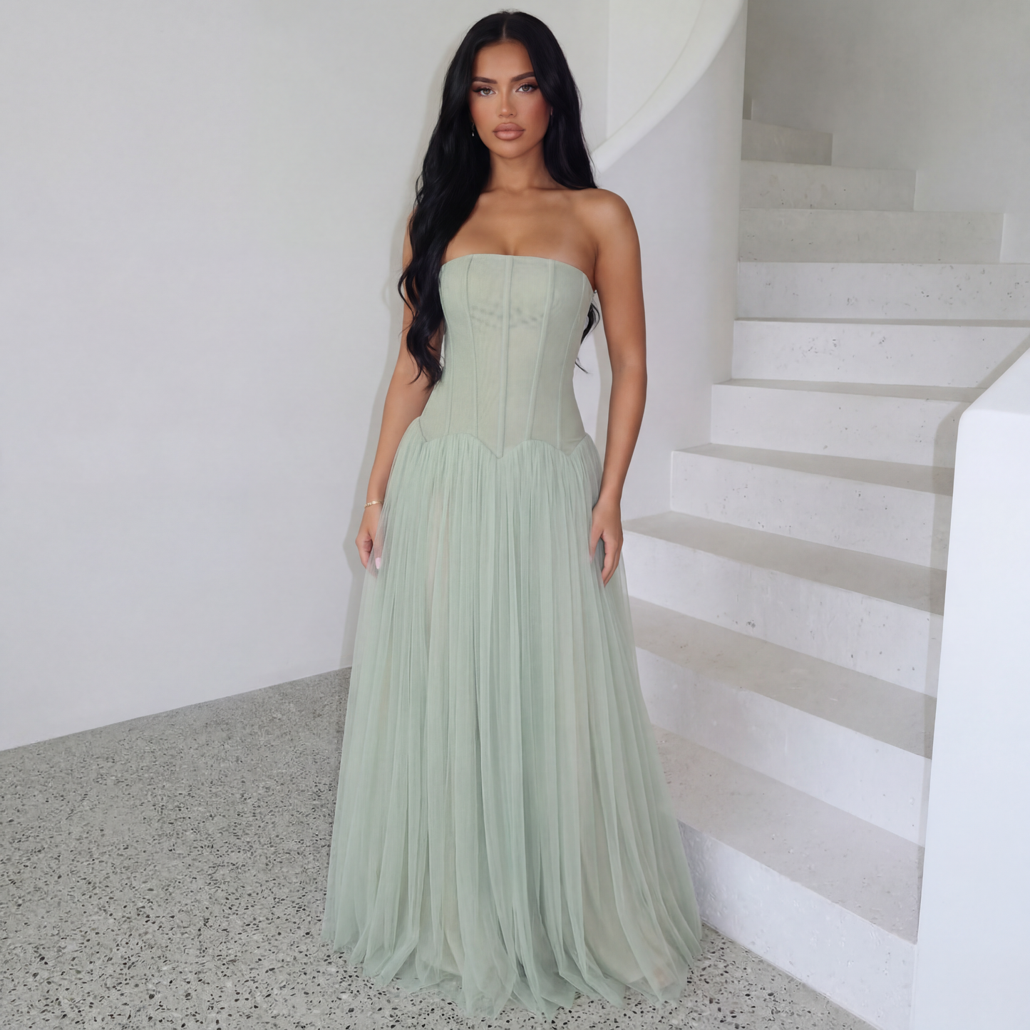Paloma | Vestido Largo Elegante Sin Tirantes para Mujer 0