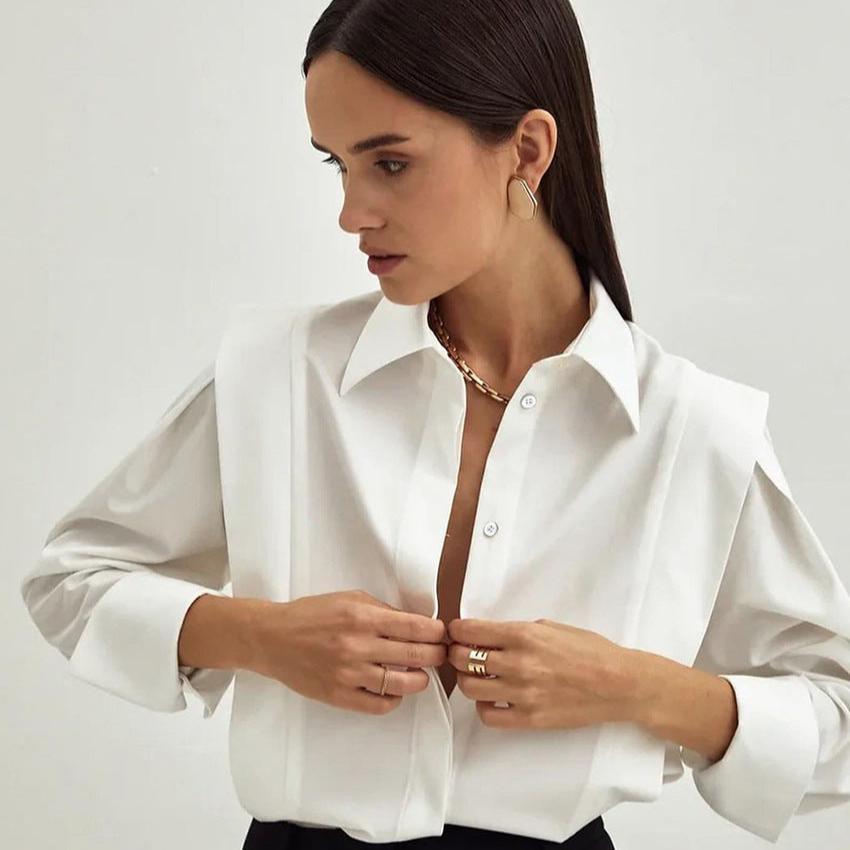 Sofía | Blusa De Vestir Elegante Blanca De Algodón Para Mujer Con Corte Entallado 2