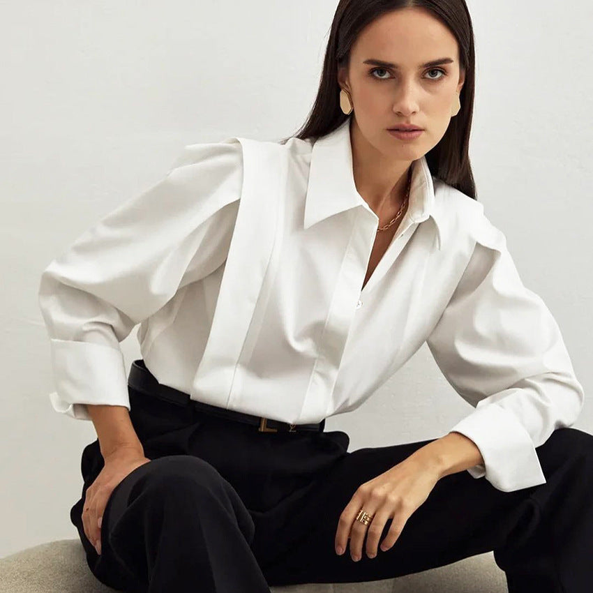 Sofía | Blusa De Vestir Elegante Blanca De Algodón Para Mujer Con Corte Entallado 3