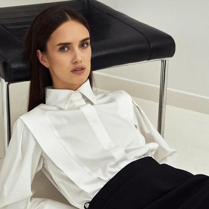 Sofía | Blusa De Vestir Elegante Blanca De Algodón Para Mujer Con Corte Entallado 4