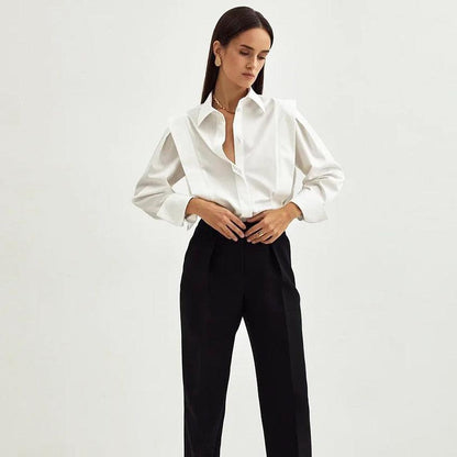 Sofía | Blusa De Vestir Elegante Blanca De Algodón Para Mujer Con Corte Entallado 6
