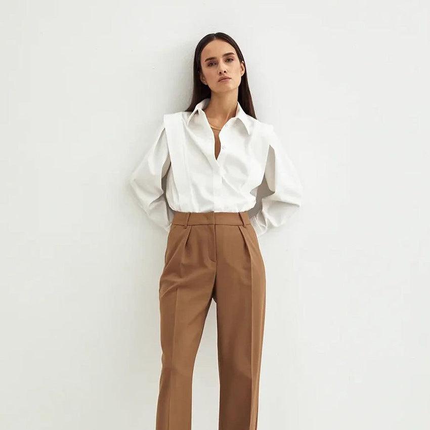 Sofía | Blusa De Vestir Elegante Blanca De Algodón Para Mujer Con Corte Entallado 7
