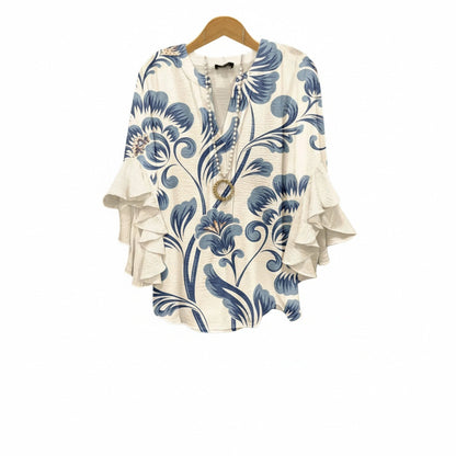 Sofía | Blusa con Escote en V y Mangas Volantes para Mujer 1