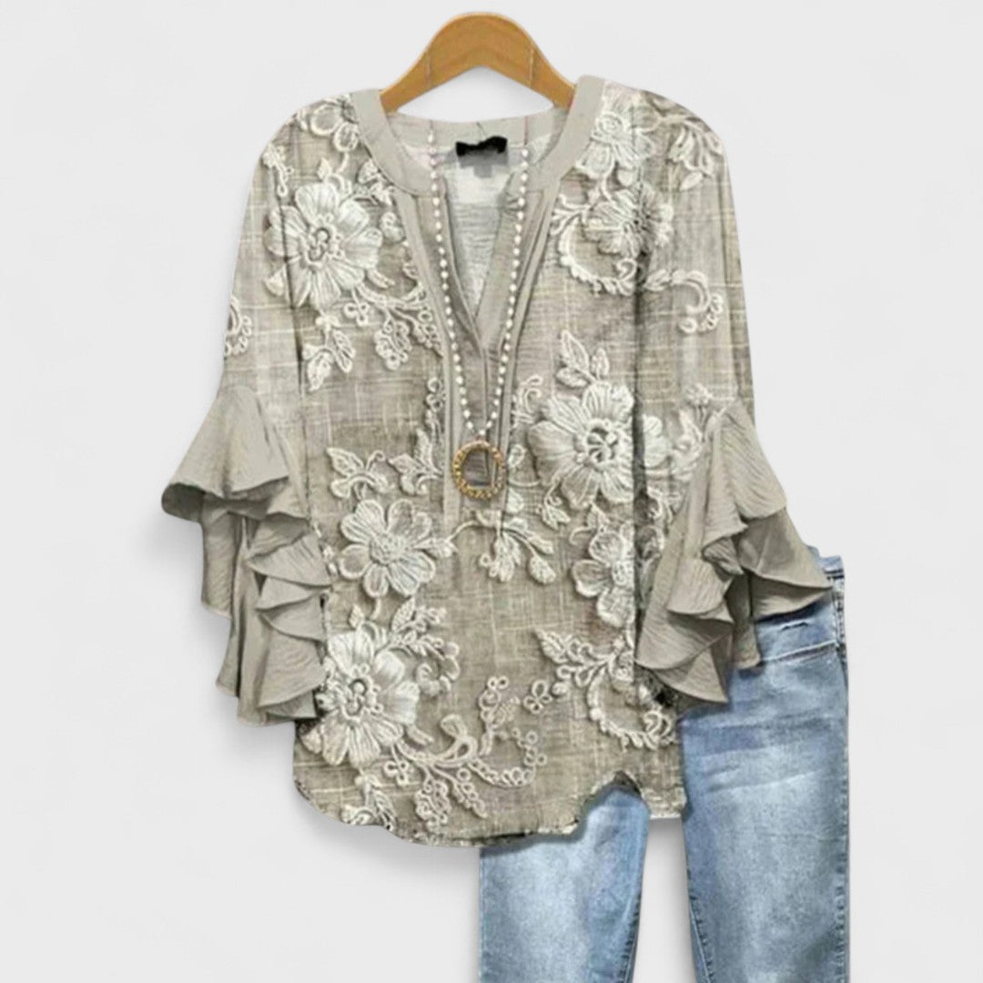 Sofía | Blusa con Escote en V y Mangas Volantes para Mujer 8
