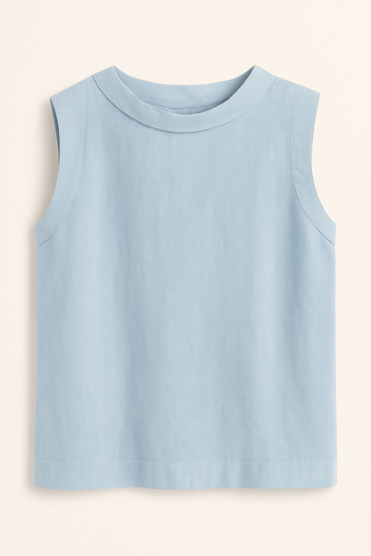 Sofía | Blusa de Lino de Manga Corta para Mujer con Cuello Redondo 1