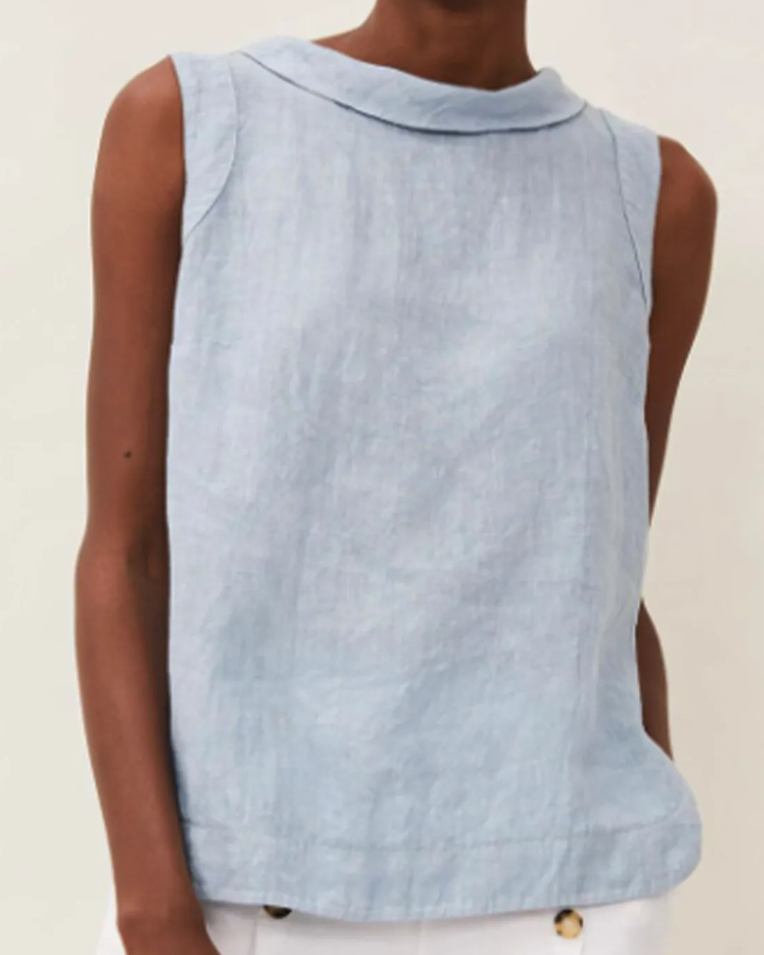 Sofía | Blusa de Lino de Manga Corta para Mujer con Cuello Redondo 4