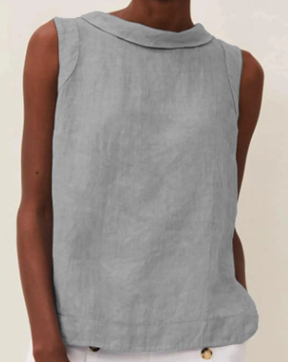 Sofía | Blusa de Lino de Manga Corta para Mujer con Cuello Redondo 7