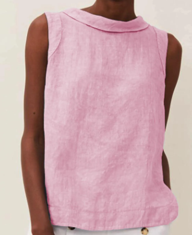 Sofía | Blusa de Lino de Manga Corta para Mujer con Cuello Redondo 9