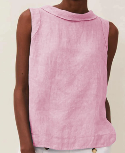 Sofía | Blusa de Lino de Manga Corta para Mujer con Cuello Redondo 9