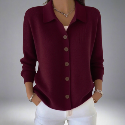 Sofía | Cárdigan Largo de Punto para Mujer con Cuello y Botones 3