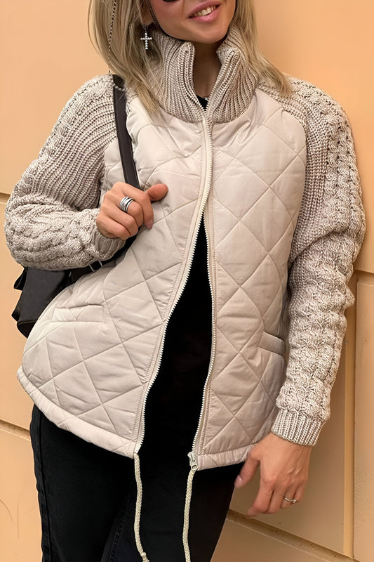 Sofía | Chaqueta Acolchada con Cremallera y Mangas de Punto para Mujer 0