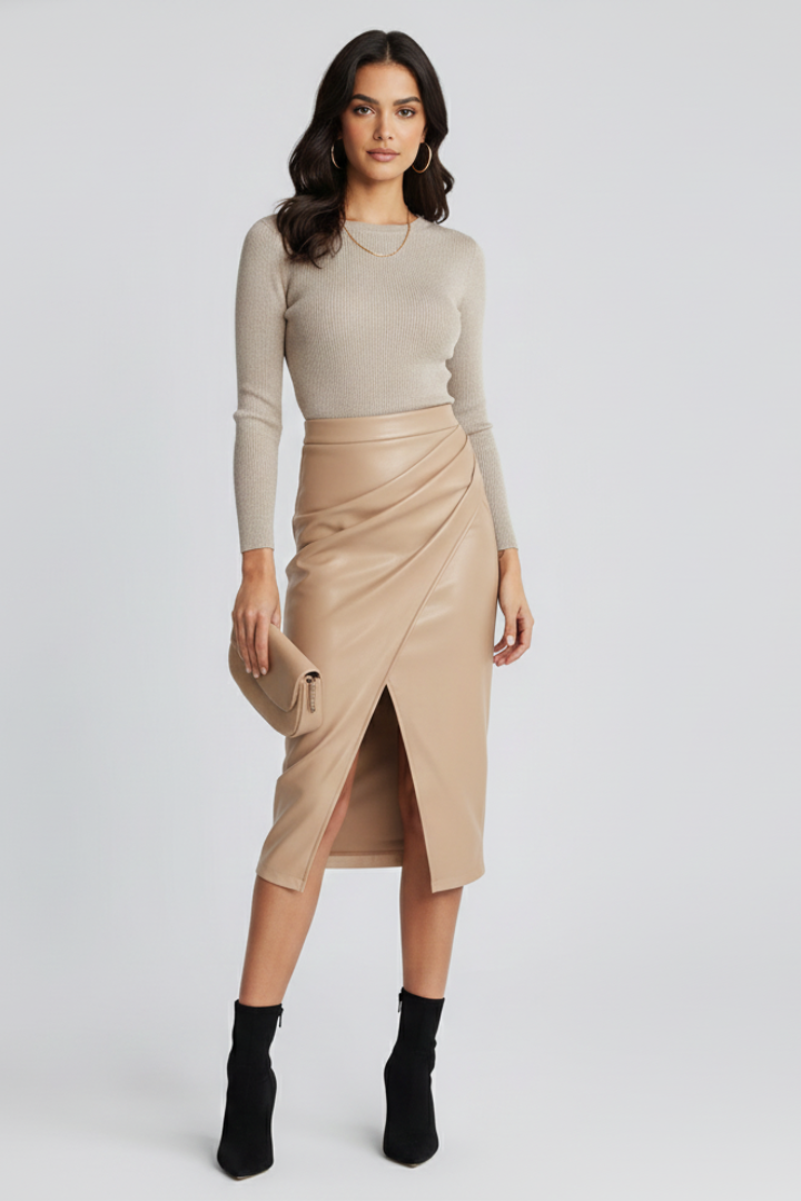 Sofía | Falda Midi Plisada con Abertura Delantera para Mujer 6