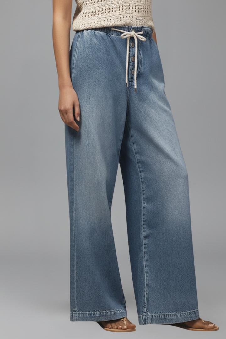 Sofía | Jeans de Mezclilla de Pierna Ancha con Cordón para Mujer 0