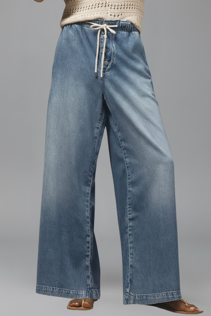 Sofía | Jeans de Mezclilla de Pierna Ancha con Cordón para Mujer 2