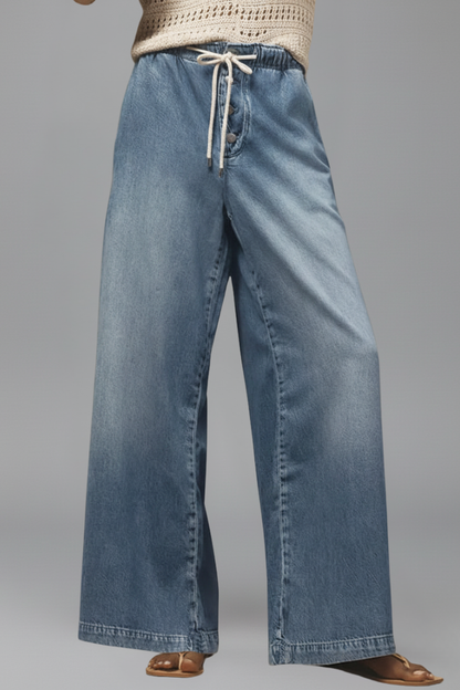 Sofía | Jeans de Mezclilla de Pierna Ancha con Cordón para Mujer 2